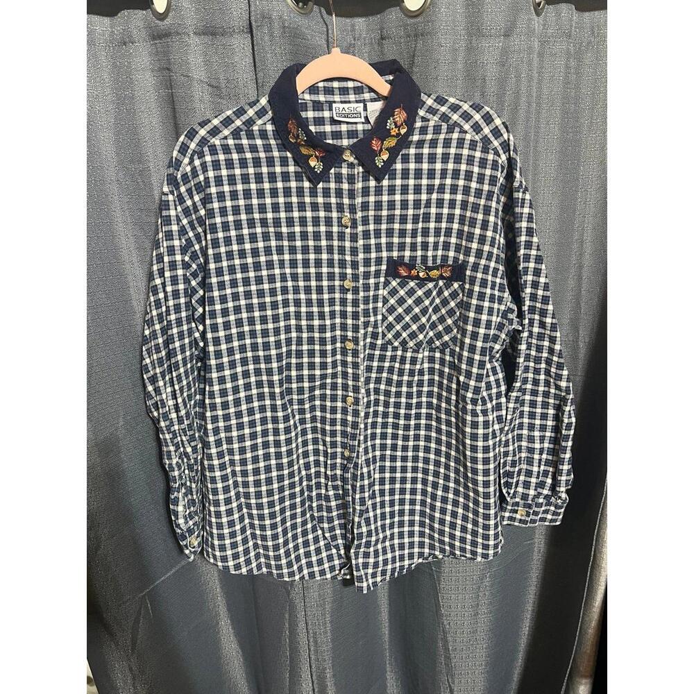 Vintage Fall embroidered button down Shirt